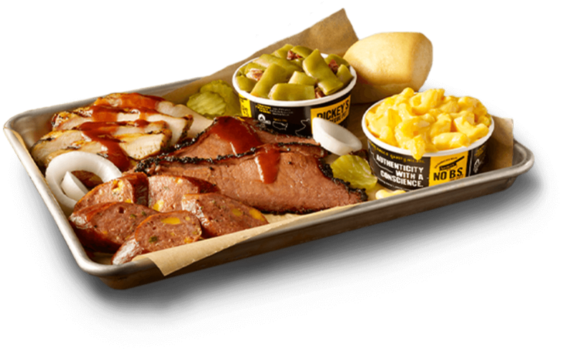 Tray of food at Dickey's Barbecue Pit