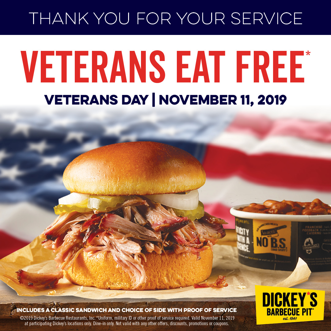 Dickey’s Barbecue Pit Honors Those Who Served With Free Barbecue This