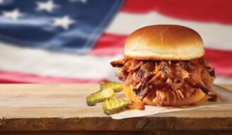 Pulled Pork Sandwich with US Flag